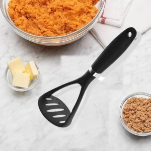 Good Grips Nylon Potato Masher for Non-Stick Cookware, Nylon Potato Vegetable Pav Bhaji Masher for Kitchen|Potato Squeezer Portable Food Crusher Bhaji Press with Handle-Black (Pack of 1)