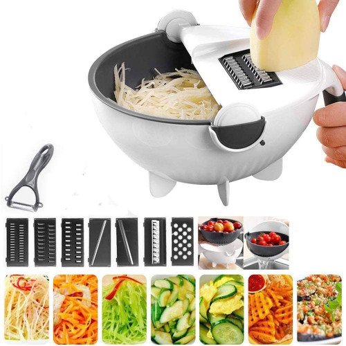 9-in-1 Multi-functional Rotate Vegetable Cutter Manual Slicer Fruit Cutter Mandoline Choppers Veggie Fruit Shredder