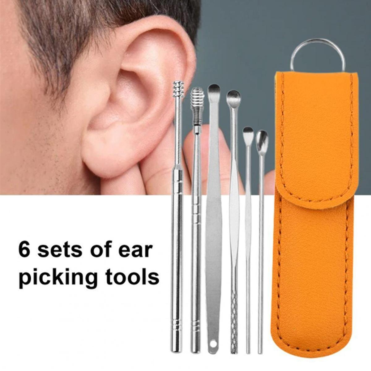 কান পরিষ্কার করার যন্ত্র Ear Cleaner Tools Stainless Steel With Lather Case