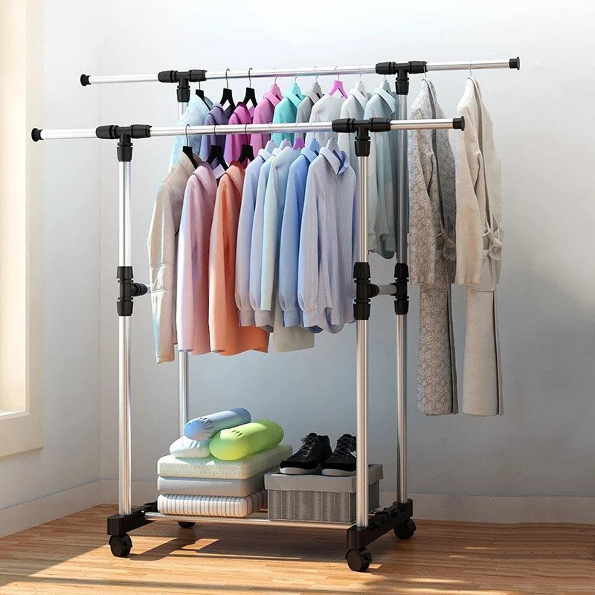 Double Pole Cloth Rack - Large Size