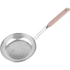 Skimmer Spoon/Strainer Ladle, Stainless Steel Fine Mesh Strainer with Wooden Handle for Cooking and Frying