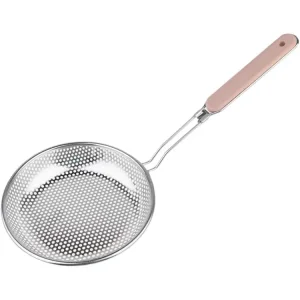 Skimmer Spoon/Strainer Ladle, Stainless Steel Fine Mesh Strainer with Wooden Handle for Cooking and Frying