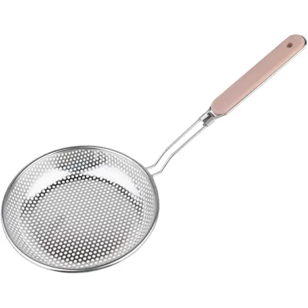 Skimmer Spoon/Strainer Ladle, Stainless Steel Fine Mesh Strainer with Wooden Handle for Cooking and Frying