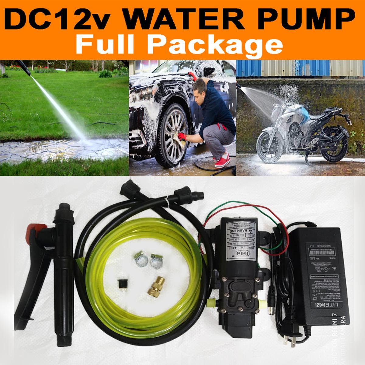Car/Bike Wash 12V Car Washer Pump High Pressure Cleaner Car Care Portable Washing Mini Water Pump