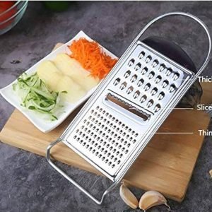 Premium 3 Way Stainless Steel Flat Grater - 12x4.3 Inch - Kitchen - Razor Sharp Teeth Carrot Potato Peeler Fruit Vegetable Cheese Slicer - High Performance Quality Product