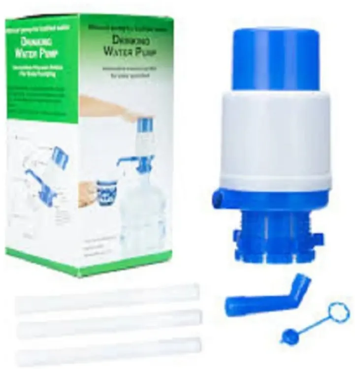 Manual Water Bottle Pump, Easy Drinking Water Pump, Easy Portable Manual Hand Press Dispenser Water Pump for Universal 2-5 Gallon Bottle Coolers (White/Blue)