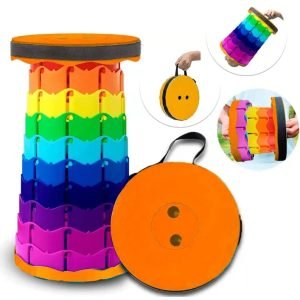 Upgraded-Portable Retractable Folding Rainbow Stool, Collapsible Telescoping Camping Stool For Adults For Outdoor Fishing Hiking Gardening Travel Bbq 1Pc - Plastic, Multicolor