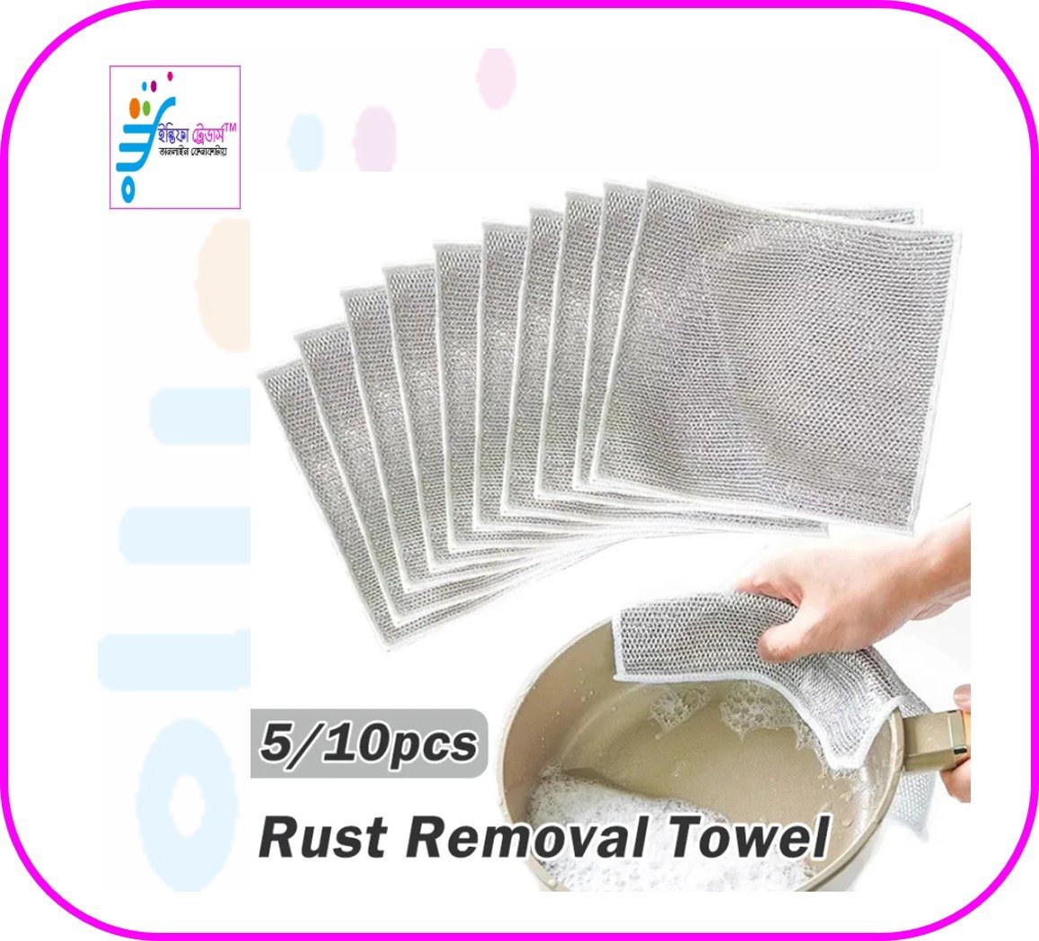 Rust Removal Cleaning Cloth Kitchen Magic Dishwashing Towel Metal Steel Wire Cleaning Rag Microwave Stove Clean Tools Dish Cloth