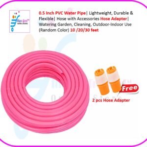 PVC Water Pipe 0.625 Inch 16mm (5/8") | Lightweight, Durable & Flexible| Hose with Accessories Hose Adapter| Watering Garden, Cleaning, Outdoor-Indoor Use