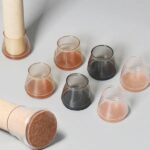 Brown Felt Bottom Chair Leg Floor Protectors, 4 Pcs Rubber Chair Leg Protectors for Hardwood Floors, Thick Chair Leg Covers Prevent Furniture Wood Floors from Scratching