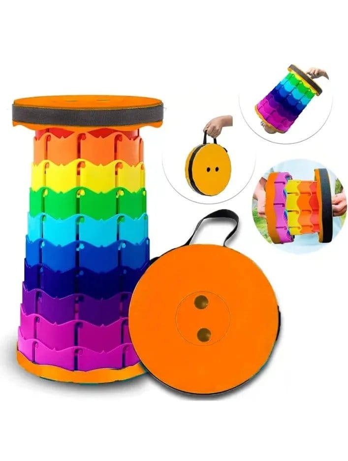 2026/01/1000026444.jpg Upgraded-Portable Retractable Folding Rainbow Stool, Collapsible Telescoping Camping Stool For Adults For Outdoor Fishing Hiking Gardening Travel Bbq 1Pc - Plastic, Multicolor ( Colour may vary) - Image 1