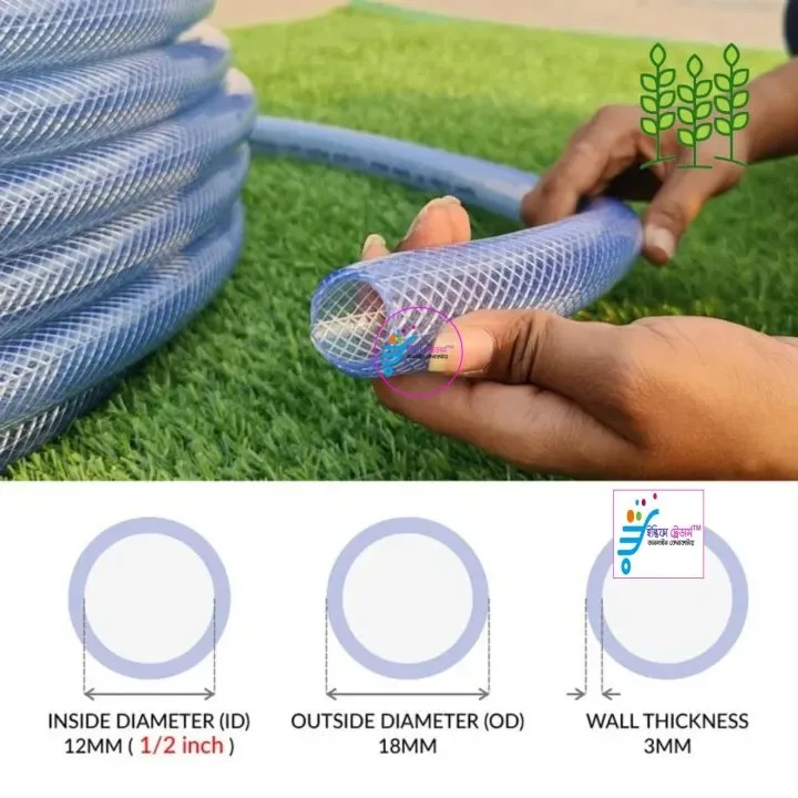 0.5 Inch PVC Flexible Clear Fiber Braid Hose with 3 Pcs Quick Connectors Set - Image 7