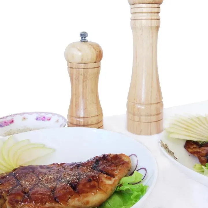 Mini/Small Pepper Grinder Crusher Mill Hand Wooden Big/Small Thumb Press Set Machine with Stylish Design for Grinding Salt and Black Pepper - Image 2