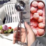 Ice Cream Scoop - Stainless Steel Cookie Scoop Melon Scoop Meat Baller 5.4 Tablespoon Scoop Muffin Potato Masher