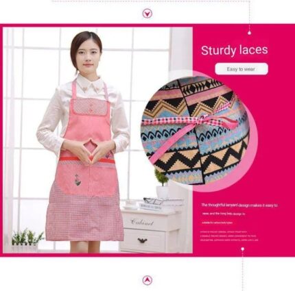 Kitchen Fortune Tree Apron Dustproof Polyester Cotton, Peach Skin