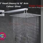 Luxury Rain Shower Head, Modern Ultra-thin Stainless Steel Rainfall Shower head for Bathroom, 8 inch, Square, Chrome & 16 inch Ceiling Mounted Shower Head Arm Bathroom Shower Head Bracket Bar G1/2 Shower Head Fixed Pipe Shower Head Holder