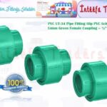 PVC UT-34 Pipe Fitting Slip PVC Schedule 40 Union Green Female Coupling - 3 pcs Bundle