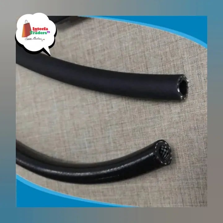 2026/05/1000181283.jpg Fiber Braided Thermoplastic Pipe LPG Gas Hose with Wrapped Surface Heat Resistant Heavy Industrial & Garage Operations (Made in Japan 5 feet) Black with 2 pcs clumps free - Image 1