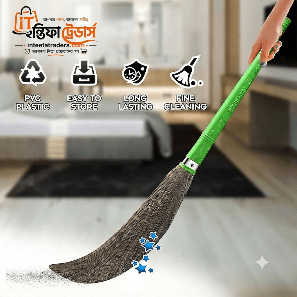 2026/06/1000185988.png Matador No-Dust Broom features a long green handle and durable, washable plastic filaments. - Image 1