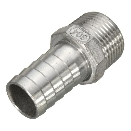 304 Stainless Steel Hose Barb Fitting，1/2 " Hose barb x 1/2" NPT male, for connecting 1/2-inch bore air/water/oil hose, etc., pack of 1
